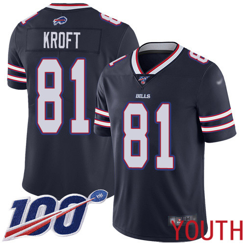 Youth Buffalo Bills 81 Tyler Kroft Limited Navy Blue Inverted Legend 100th Season NFL Jersey